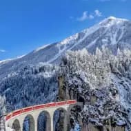 Mountain and train road in Switzerland
