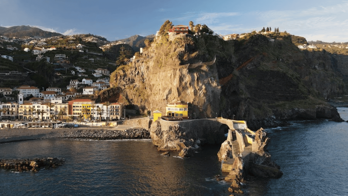 The beach and a small peninsula in Ponta do Sol in Madeira